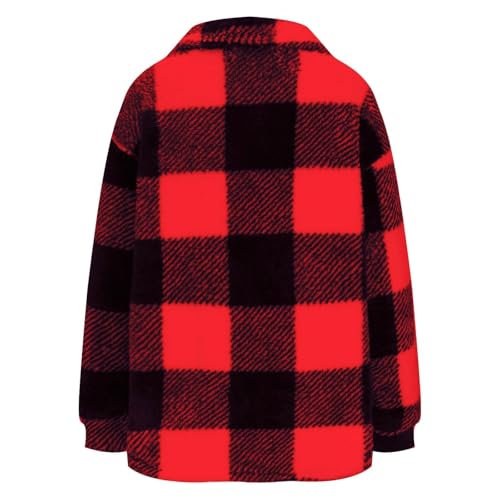 Womens Flannel Shirts Warm Plush Shacket Jackets Button Cardigan Trendy Plaid Fleece Fuzzy Winter Coats Outerwear - Image 4