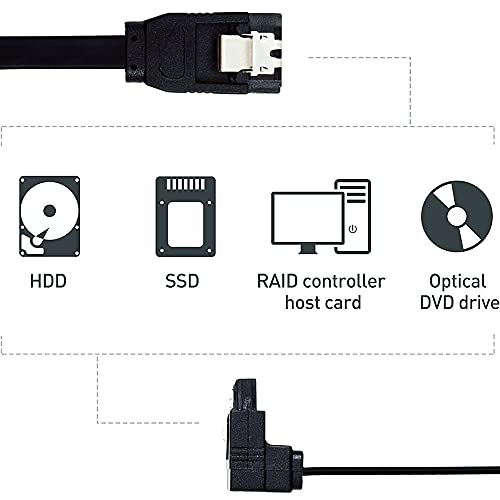 Cable SATA III 6 Gbps 3 piezas 18 pulgadas ángulo 90° negro miniatura 3