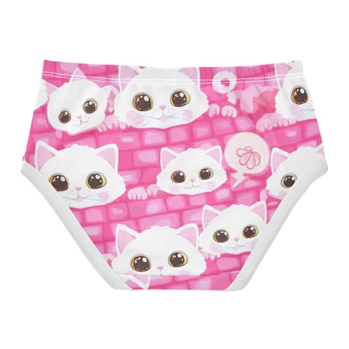 Cotton Toddler Underwear Floral Adorable White Kittens Pink Little Girl Panties Bright Briefs Undies Kids 2t2