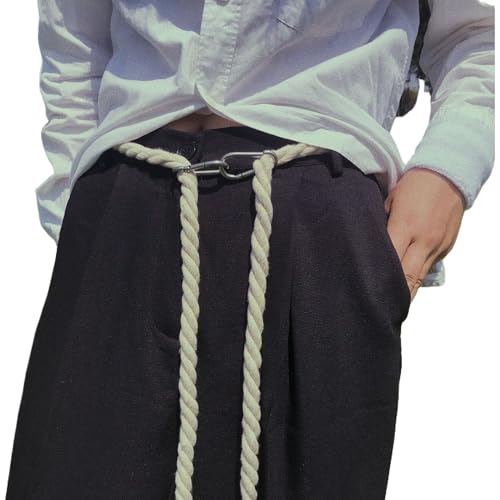 Extra-Long Braid Rope Belt for Women, Adjustable Boho Waist Belt with 2 Hooks, Woven Knot waist chain for Dress, Pant2