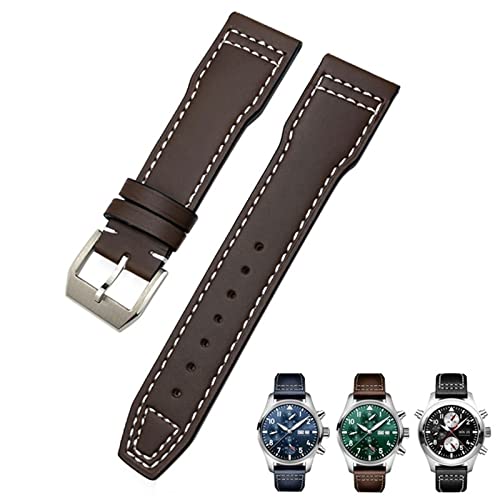 Bracelet en cuir de vachette bleu au quotidien pour montres de style Portugieser