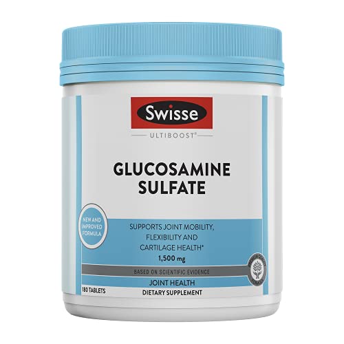 Swisse Ultiboost Glucosamine Sulfate | Supports Joint Mobility & Cartilage Health | 1500 mg, 180 Tablets,White,180 Count (Pack of 1)