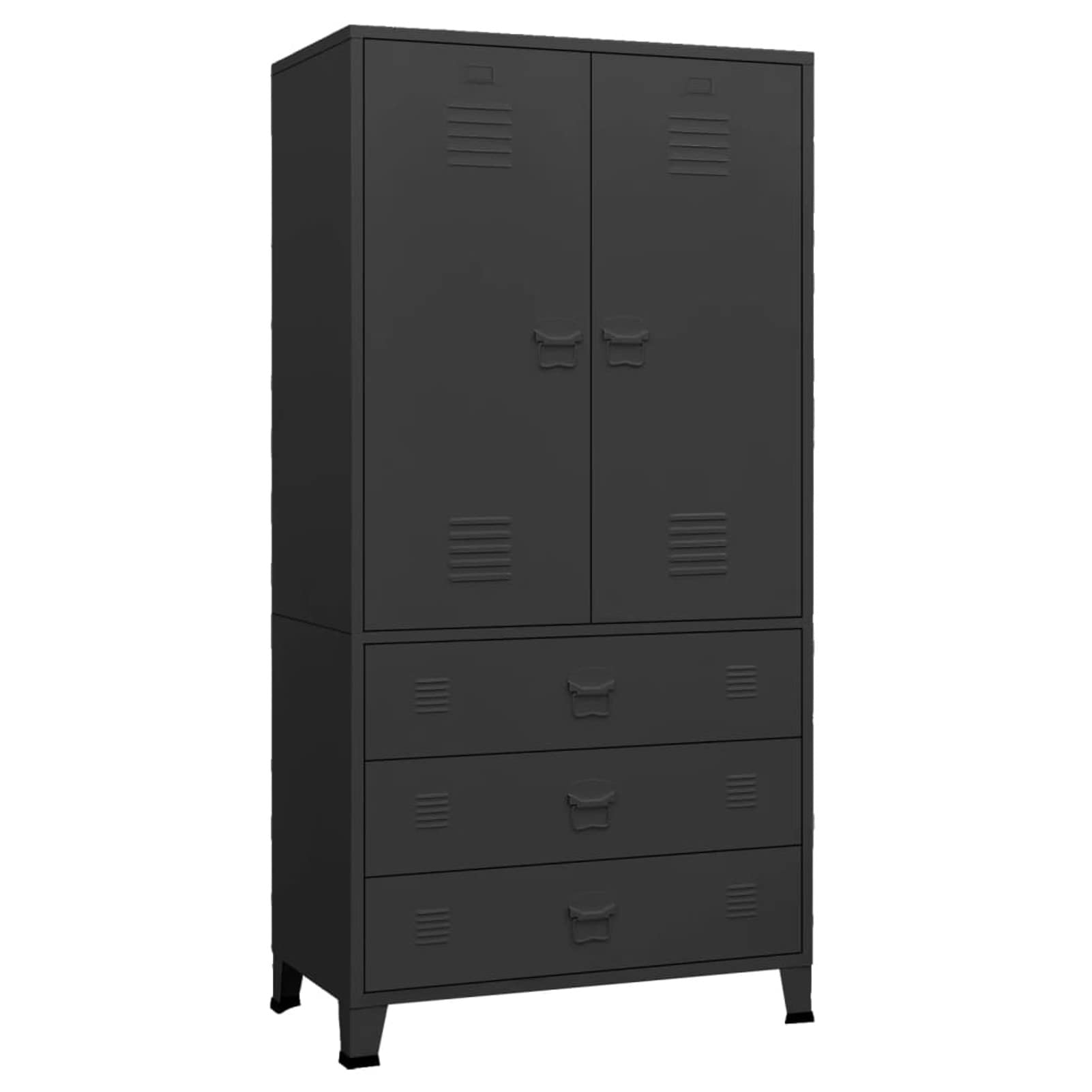 BAZZI Aktenschrank, Büroschrank, Büroschrank, Industrieschrank, schwarz, 90 x 50 x 180 cm aus Metall