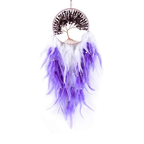 O-heart Tree of Life Dream Catcher for Bedroom Handmade Feather Dream Catchers Wall Hanging Crystal Decor for Living Room Wall Decor Home Ornament Birthday Festival Craft Gift for Girls (Purple) O-heart Tree of Life Dream Catcher for Bedroom Handmade Feather Dream Catchers Wall Hanging Crystal Decor for Living Room Wall Decor Home Ornament Birthday Festival Craft Gift for Girls (Purple)