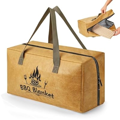 Bulyoou BBQ Blanket for Resting Meat Insulated Meat Resting Bag with Dual Zipper and Handle Reusable Thicker Insulated Aluminum Foil Meat Resting Bag for BBQ Smokers and Grilling(Brown)