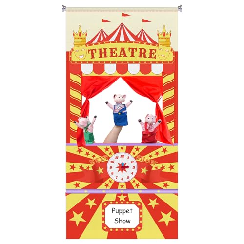 Doorway Puppet Theater with Adjustable Rod, Foldable Hanging Puppet Show Stand – Large 67