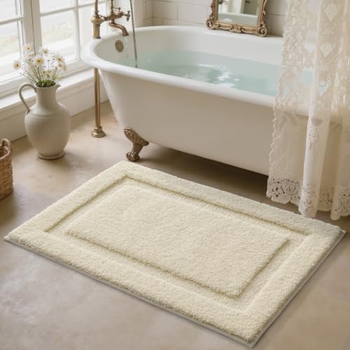 LUMI Ultra Soft Bathroom Rugs Non Slip Bath Mat 24x36 Ivory White
