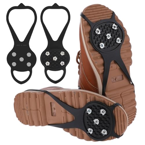 Universal Non Slip Gripper Spike for Women, Ice Traction Cleats with 5 Steel Studs Crampons, Walk Traction Cleat, Durable Ice Snow Grips for Ice Sports Walking Running Hunting Fishing (Size L)