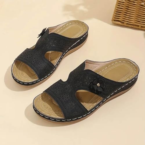 Orthopedic Wedge Sandals for Women Summer Dressy 2025 Casual Summer Dressy Solid Color Fish Mouth Round Head Casual Fashion Sandals Slip On Beach Vacation Travel Working Shoes4