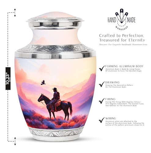 Image of Cowboys Urn - Cremation Urn Human Ashes - Combo 1 - Large with 3 Inch Pack of 1 - Funeral Urns Adult Ash - Memorial Urns for Adult Ash - Keepsake for Ashes
