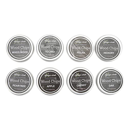 Whiskey-Holz-Räucherspäne-Set – 8 Stück Räucher-Holzspäne – Cocktail-Räucher-Set für Verbesserten Geschmack in Geräucherten Getränken und Speisen