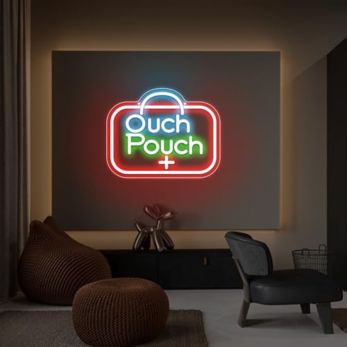 Image of Ouch Pouch Neon Light Sign for Wall Decoration Dimmable Burger LED Light Sign Open for Business Food Neon Room Decoration for Bar Party Favors USB Powered