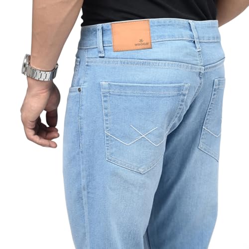 Image of WROGN Men's Slim Fit Jeans | Cotton Stretch | Solid | Casual Denim