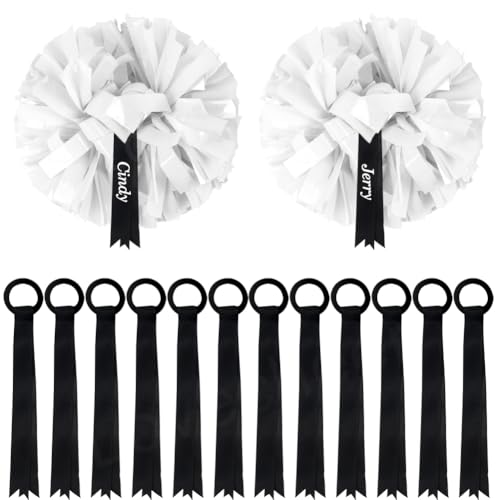Lovecheer 24 etiquetas de pompones de animadora, regalos de equipo de animadora, etiqueta de nombre para mochila, etiquetas personalizadas para maletas de viaje (color negro)