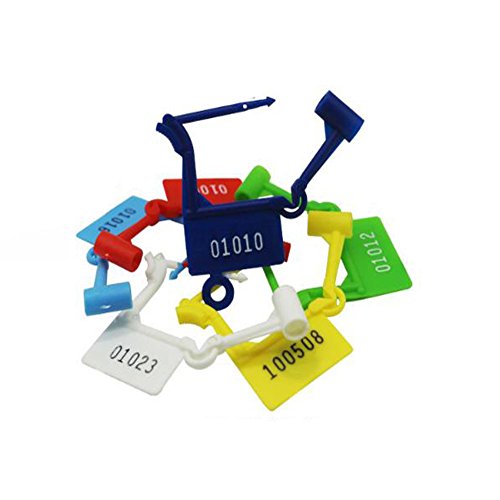 50 pcs Plastic Security Padlock Seals Numbered Tamper Proof Disposable Self-Locking Plastic Tags Luggage Multicolored Padlock Self Locking Zip Ties for Suitcases, Clothing and Article