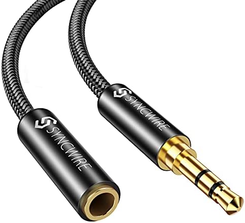 SYNCWIRE Headphone Extension Cable - 6.5FT [Hi-Fi Sound][Gold Plated Jack][TRS] Nylon-Braided 3.5mm Male to Female Audio Extension Cord Compatible with iPhone iPad Smartphone Tablets Media Players