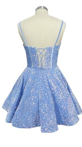 Sequin Homecoming Dresses Short for Teens 2025 Spaghetti Cocktail Party Dress TN3583