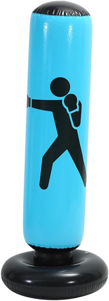 Inflatable Kickboxing Bag Freestanding Punching Column Thickened Exercise Boxing Bag for Adults and Blue Tumbler Training Equipment for Home Gym Workout