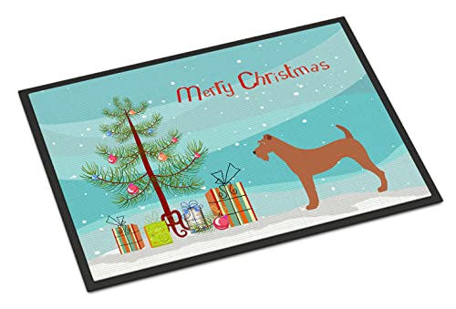 Caroline's Treasures BB8438JMAT Irish Terrier Christmas Doormat 24x36 Front Door Mat Indoor Outdoor Rugs for Entryway, Non Slip Washable Low Pile, 24H X 36W