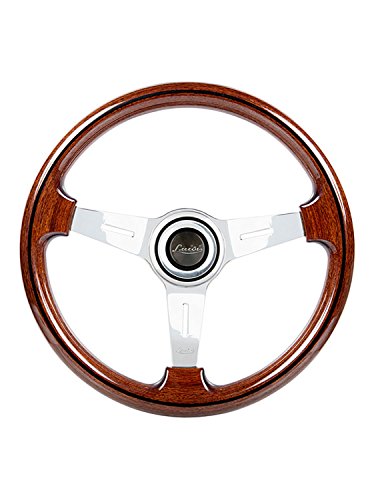 AJP Distributors Universal Replacement 350mm Deep Dish Suede Wrapped Blue Stitching Steering Wheel Black With Wakaba Horn Button