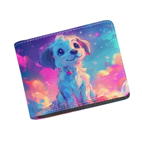 Image of Coldinair Watercolor Dog Boys Wallet Teen Wallets for Kids Aged 9-12 /8-10 /8-12 with Wallet Card,Leather Bifold Wallet Slim Coin Purses with 4 Credit Card Slots