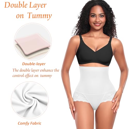 Image of Werena Tummy Control Shapewear Panties for Women High Waisted Shaping Underwear Lace Body Shaper Girdle