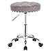 WOLTU 1x Taburete Giratorio Taburete de Bar Silla de Oficina con Ruedas Taburete de Peluquería Altura Ajustable Taburete de Trabajo Silla de Trabajo Cuero Artificial Gris BS35gr