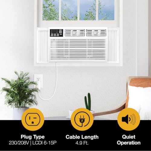 Image of Whirlpool 24,000 BTU Window Air Conditioner with Dehumidifier, Timer, White | 230V, Remote Control, 3 Speeds, 24H Timer for Extra Large Rooms up to 1500 Sq. Ft., Bedroom, Living Room, Apartment