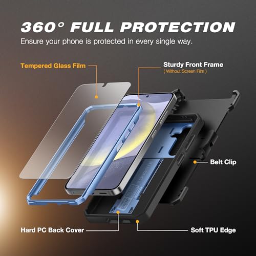 Coque Samsung Galaxy S24 blindée robuste avec protège-écran bleu