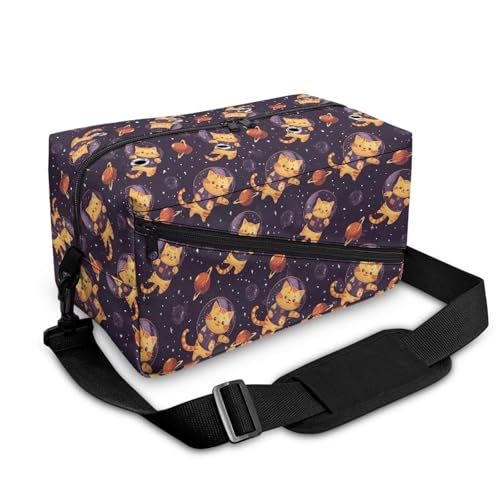Image of Drnuikhe Crochet Bag Portable Knitting Bag for Yarn Skeins, Crochet Hooks, Knitting Needle Wooly Kitten Print