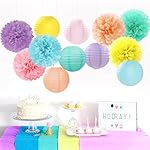Pastel Rainbow Colorful Party-Decorations Paper Flowers Lanterns - 15PCS Birthday Classroom Baby Shower Tissue Pom Poms Streamers, Macaron Carnival Theme Hanging Supplies Decor Hugfond - Image 2
