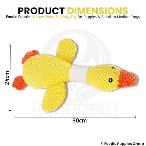 Image of Foodie Puppies Interactive Dog Squeaky Plush Toy (Yellow Swan) for Puppies & Small to Medium Dogs | Durable Cotton Stuffed for Teething, Cuddling & Play