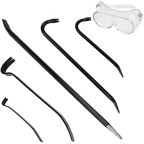 Spares2go 5 Piece Crowbar Set with Goggles Cover