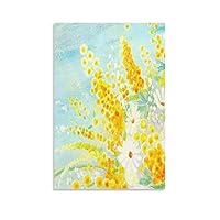 Amazon.co.jp: 黄色い「春告のミモザブーケ」花 ポスター アートパネル