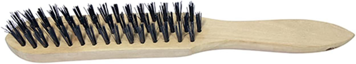 TIMCO 3SBSS Wooden Handle Scratch Brush-Stainless Steel-3 Rows, Light Brown