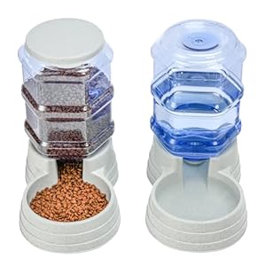 2 Pack 6L Automatic Gravity Pet Feeder and Water Dispenser Set, Large Capacity Automatic Dog Feeder and Dog Water Dispenser for Small Medium Dog Pets Puppy Kitten