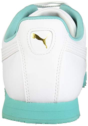 PUMA PUMA Men's ROMA BASIC PLUS Sneaker, Puma White-Blue Turquoise, 8.5