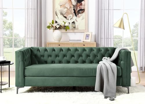 Image of Chesterfield Traditional 3 Seater Luxury Sofa Loving Sofa Button Tufted for Living Room, Guest Room, Bedroom, and Your Loving Space (Dark Green)