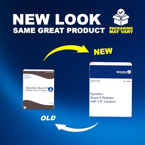 DynaGo Quad 8 Foldable Aluminum Rollator with 7.5" Wheels, Red