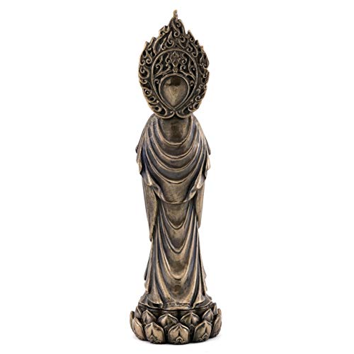 Estatua Guan Yin Meditando 7.25 Pulgadas Bronce miniatura 3