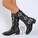 Women's Mid Calf Comfortable Fall Fashion Chunky Low Heel Shoes Plus Size Slouchy Boots Motorcycle Style
