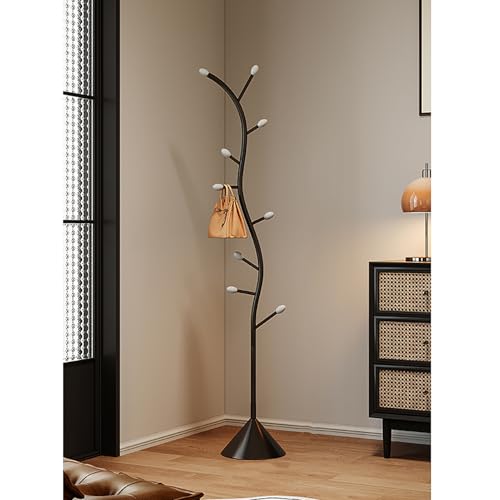 Nileco Perchero de Pie de Metal, Perchero Resistente con 9 Ganchos para Colgar Bufandas, Bolsos, Chaquetas, Perchero Que Ahorra Espacio para La Entrada del Hogar(175cm/69inch, Black)