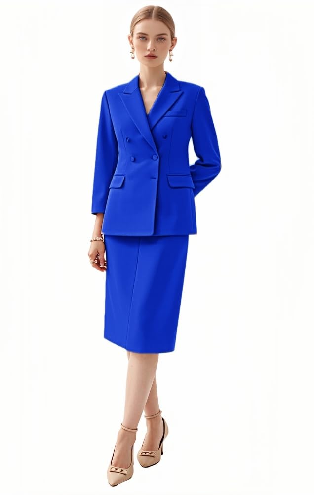 Womens Suits with Pencil Skirt 2 Piece Blazer Set Tuxedos Business Wedding Workout Outfits