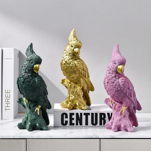 Estatua elegante de loro de resina para decoración hogareña miniatura 4
