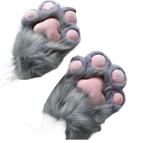 Gants en peluche avec griffes de chat fausse fourrure chaude cadeau idéal hiver 25x20cm