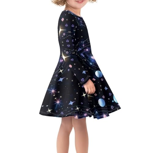 Gomyblomy Girls Fall Dress Long Sleeve Swing Skater Dresses Cute Axolotl-Theme Kids Clothes Party Twirly Outfits Casual4