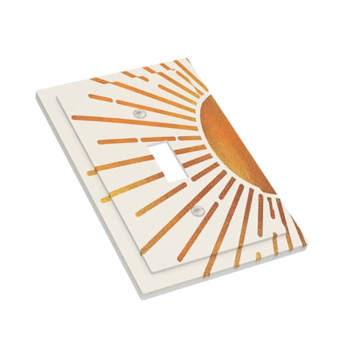 Decorative Light Switch Plate Covers Mid Century Gold Sun Boho Sunrise 1 Gang Light Switch Cover Plate Single Toggle Wall Plate Outlet Covers Wall Plate Faceplate for Bedroom Decor