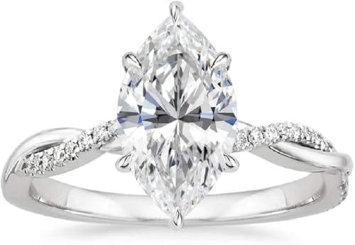 2.00 CT Marquise Cut VVS1 Colorless Moissanite Engagement Ring Wedding Band Gold Silver Eternity Solitaire Halo Vintage Antique Anniversary Promise Gift Petite Twisted Vine Diamond Ring