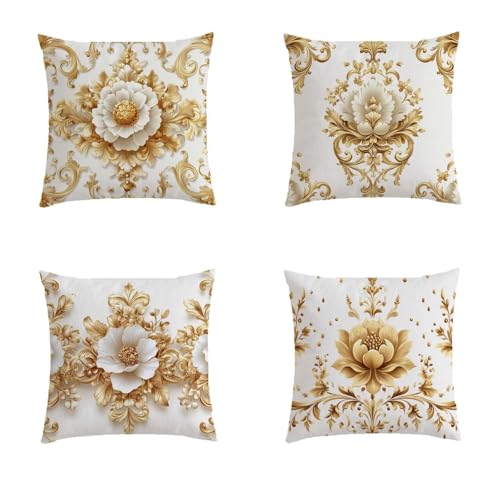 Housse coussin 70x70cm imperméable salon de jardin beige crème imprimé