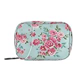 Naanle Watercolor Rose Flowers Pill Box 7 Day Pill Case Travel Pill Organizer Bag with Zipper Floral